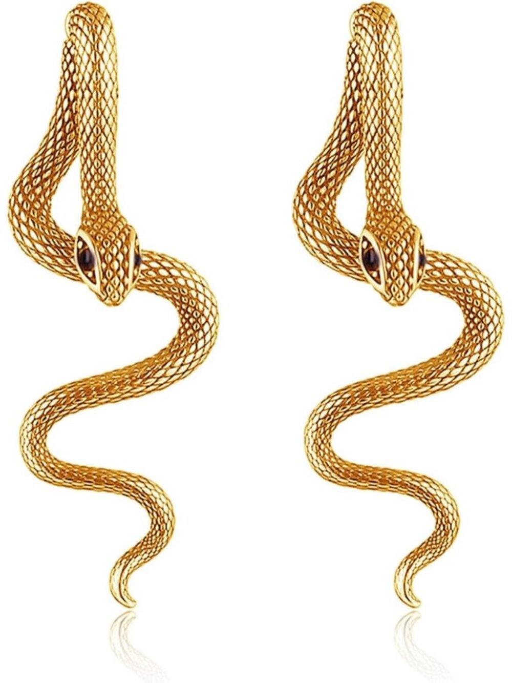 Women's Gold Vintage Goth Snake Studs Halloween Drop Dangle Elegant Earrings